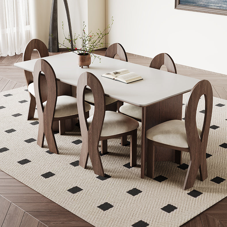 Modern Rectangular Dining Table with Ceramic Top & Double Pedestals for 6 hagst-1666