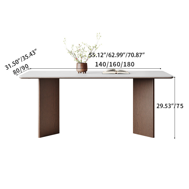 Modern Rectangular Dining Table with Ceramic Top & Double Pedestals for 6 hagst-1666