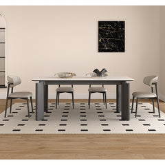 Modern Rectangular Dining Table with Ceramic Top & 4 Metal Legs for 6 hagst-1667