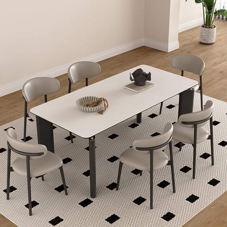 Modern Rectangular Dining Table with Ceramic Top & 4 Metal Legs for 6 hagst-1667