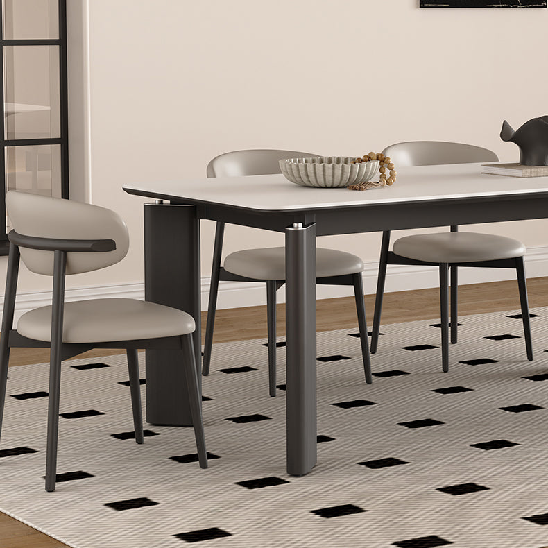 Modern Rectangular Dining Table with Ceramic Top & 4 Metal Legs for 6 hagst-1667