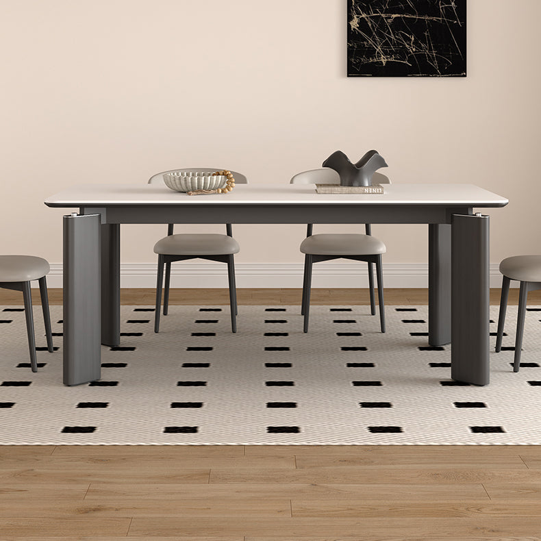 Modern Rectangular Dining Table with Ceramic Top & 4 Metal Legs for 6 hagst-1667