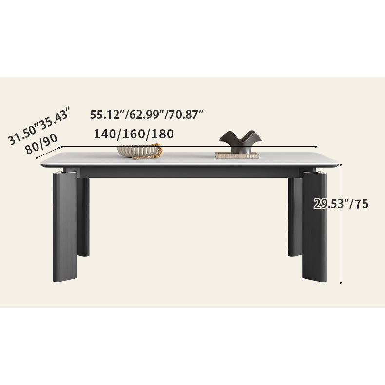 Modern Rectangular Dining Table with Ceramic Top & 4 Metal Legs for 6 hagst-1667