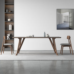 Modern Rectangular Ash Wood Dining Table with Ceramic Top for 6-8 Person hagst-1669