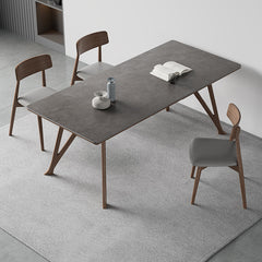 Modern Rectangular Ash Wood Dining Table with Ceramic Top for 6-8 Person hagst-1669