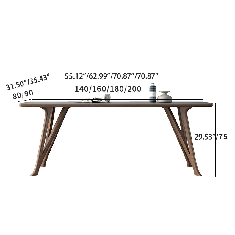 Modern Rectangular Ash Wood Dining Table with Ceramic Top for 6-8 Person hagst-1669