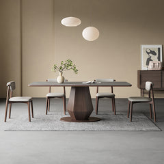 Minimalistic Rectangular Dining Table with Ceramic Top & Pedestal - Durable Design for 6 People hagst-1670