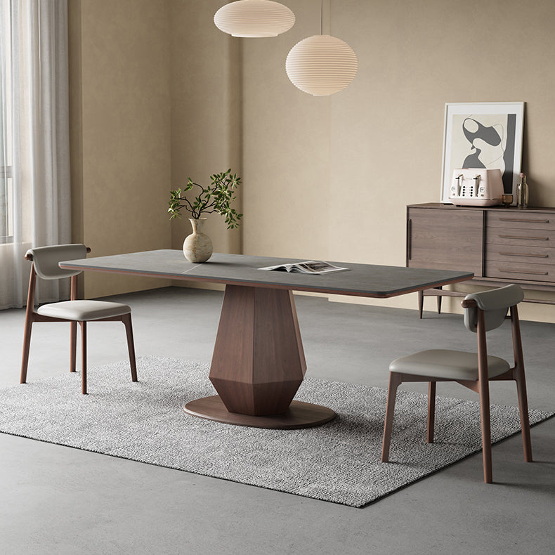 Minimalistic Rectangular Dining Table with Ceramic Top & Pedestal - Durable Design for 6 People hagst-1670