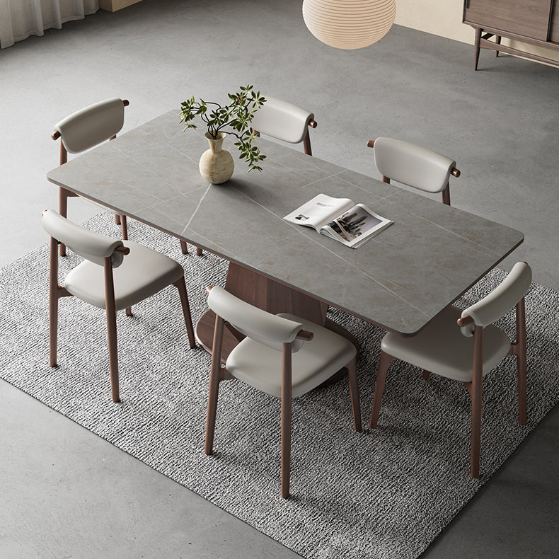 Minimalistic Rectangular Dining Table with Ceramic Top & Pedestal - Durable Design for 6 People hagst-1670