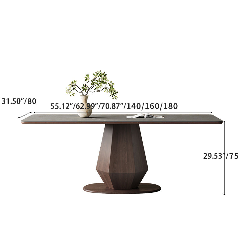 Minimalistic Rectangular Dining Table with Ceramic Top & Pedestal - Durable Design for 6 People hagst-1670