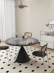 Stylish Round Dining Table - Sleek Ceramic Top and Carbon Steel Pedestal for 6-8 Person hagst-1672