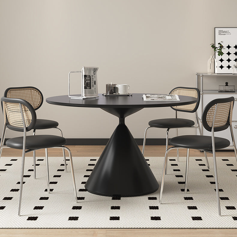 Stylish Round Dining Table - Sleek Ceramic Top and Carbon Steel Pedestal for 6-8 Person hagst-1672