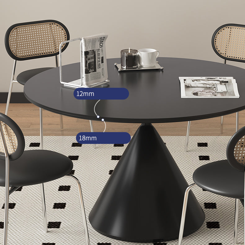 Stylish Round Dining Table - Sleek Ceramic Top and Carbon Steel Pedestal for 6-8 Person hagst-1672