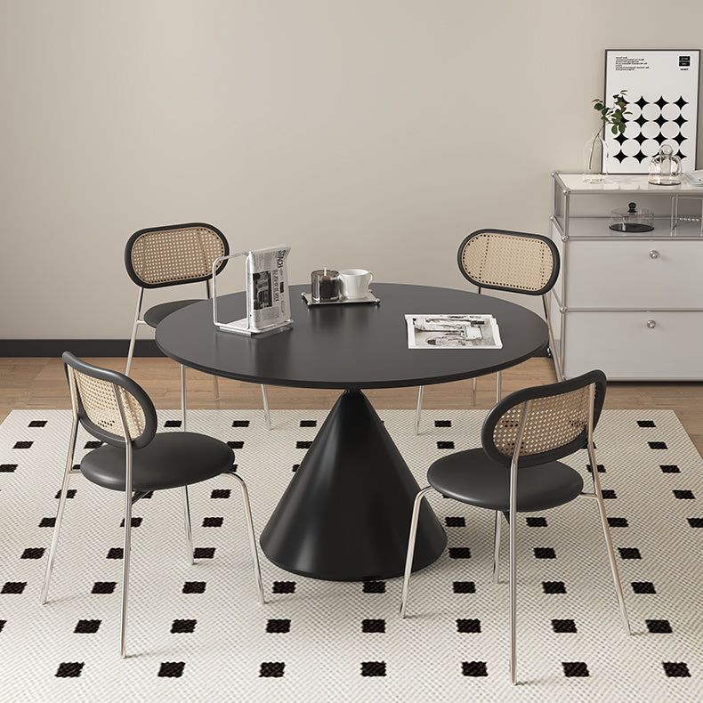 Stylish Round Dining Table - Sleek Ceramic Top and Carbon Steel Pedestal for 6-8 Person hagst-1672