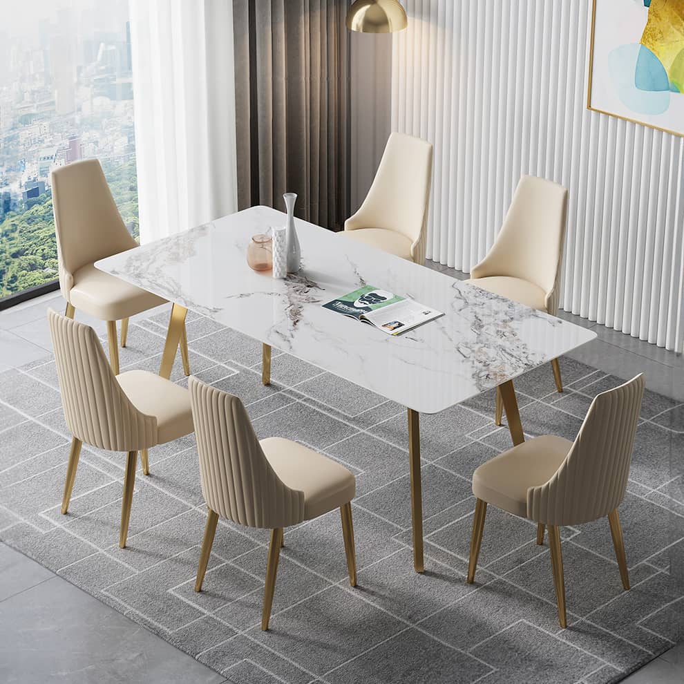 Modern Rectangular Dining Table for 6 - Durable Design with Sintered Stone Top hagst-316