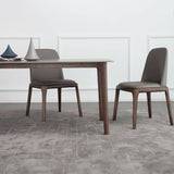 Modern Ash Wood Dining Table in Gray Rectangle with Sintered Stone Top for 6-8 Person hagst-320