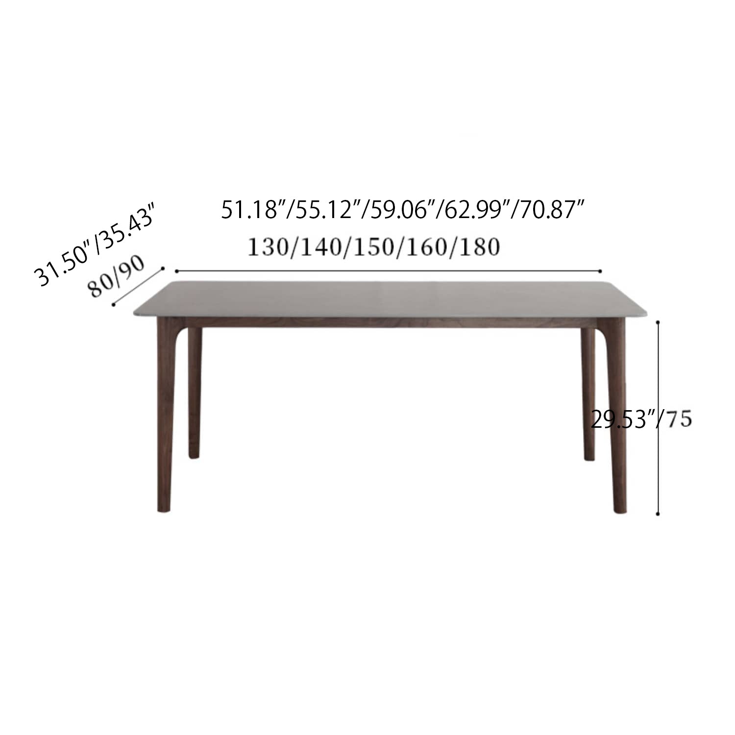 Modern Ash Wood Dining Table in Gray Rectangle with Sintered Stone Top for 6-8 Person hagst-320