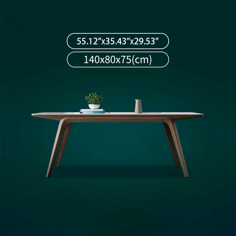 Modern Rectangular Ash Wood Dining Table - Durable Sintered Stone Top for 6 Person 4 Legs hagst-323