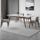 Modern Rectangular Ash Wood Dining Table - Durable Sintered Stone Top for 6 Person 4 Legs hagst-323