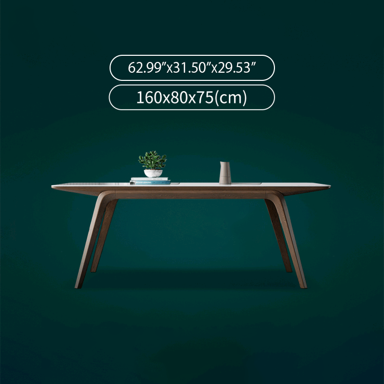 Modern Rectangular Ash Wood Dining Table - Durable Sintered Stone Top for 6 Person 4 Legs hagst-323