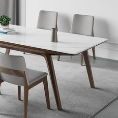 Modern Rectangular Ash Wood Dining Table - Durable Sintered Stone Top for 6 Person 4 Legs hagst-323