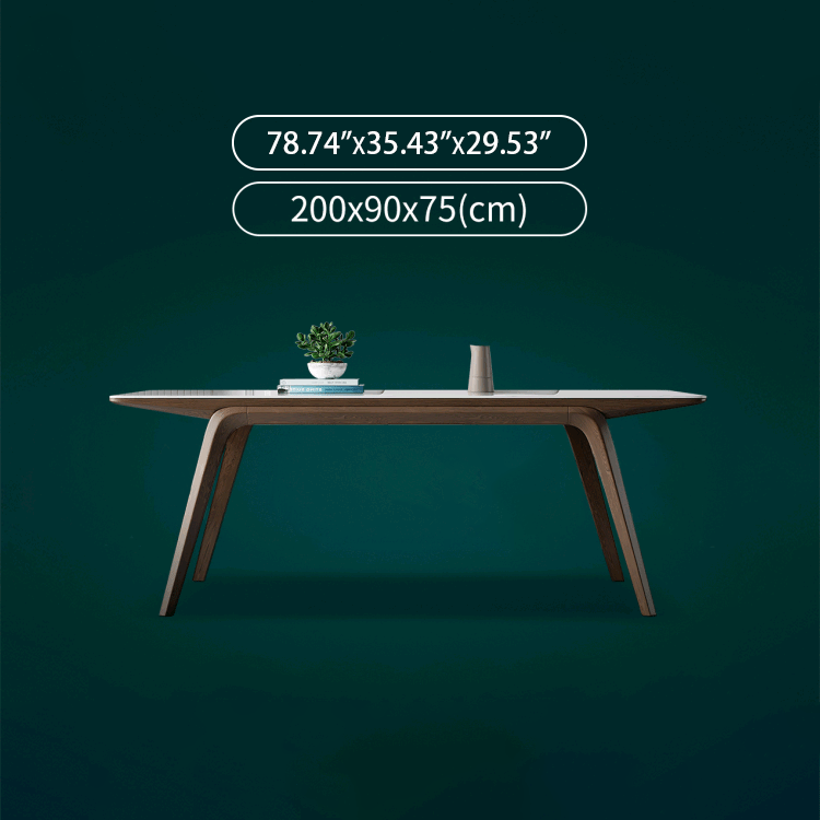 Modern Rectangular Ash Wood Dining Table - Durable Sintered Stone Top for 6 Person 4 Legs hagst-323