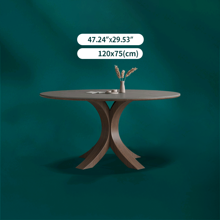 Modern Round Dining Table with Durable Sintered Stone & Pedestal - Perfect for 6 Person hagst-326