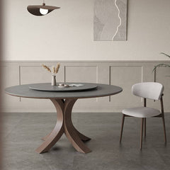 Modern Round Dining Table with Durable Sintered Stone & Pedestal - Perfect for 6 Person hagst-326