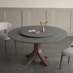 Modern Round Dining Table with Durable Sintered Stone & Pedestal - Perfect for 6 Person hagst-326