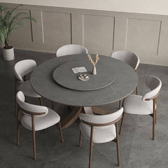 Modern Round Dining Table with Durable Sintered Stone & Pedestal - Perfect for 6 Person hagst-326