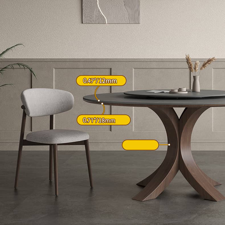 Modern Round Dining Table with Durable Sintered Stone & Pedestal - Perfect for 6 Person hagst-326