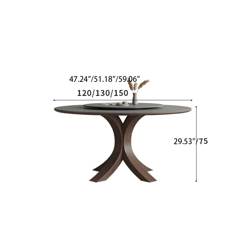 Modern Round Dining Table with Durable Sintered Stone & Pedestal - Perfect for 6 Person hagst-326