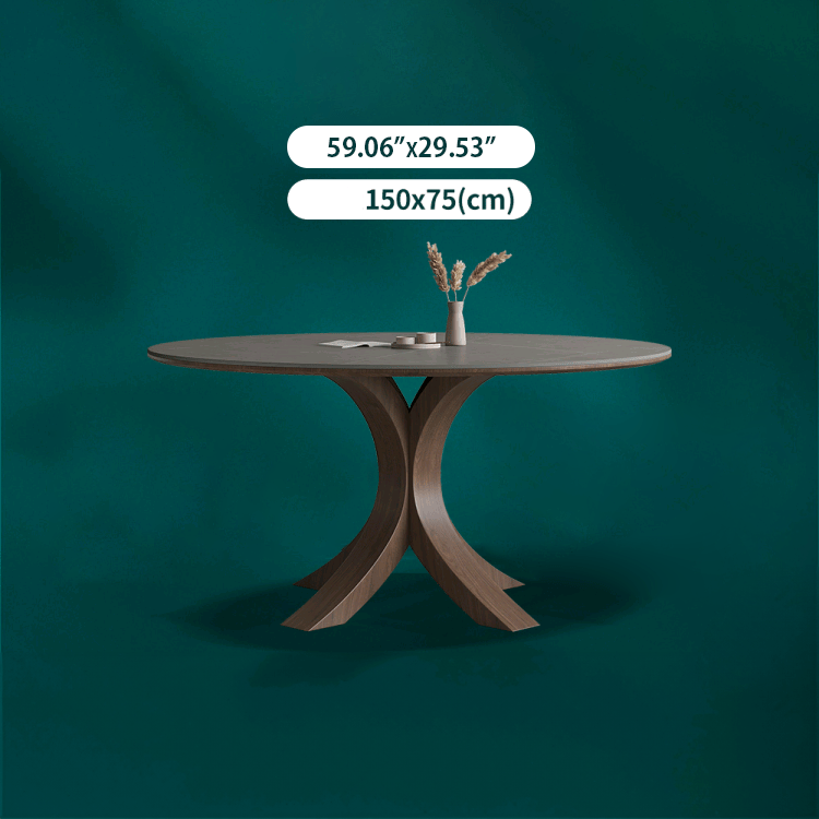 Modern Round Dining Table with Durable Sintered Stone & Pedestal - Perfect for 6 Person hagst-326