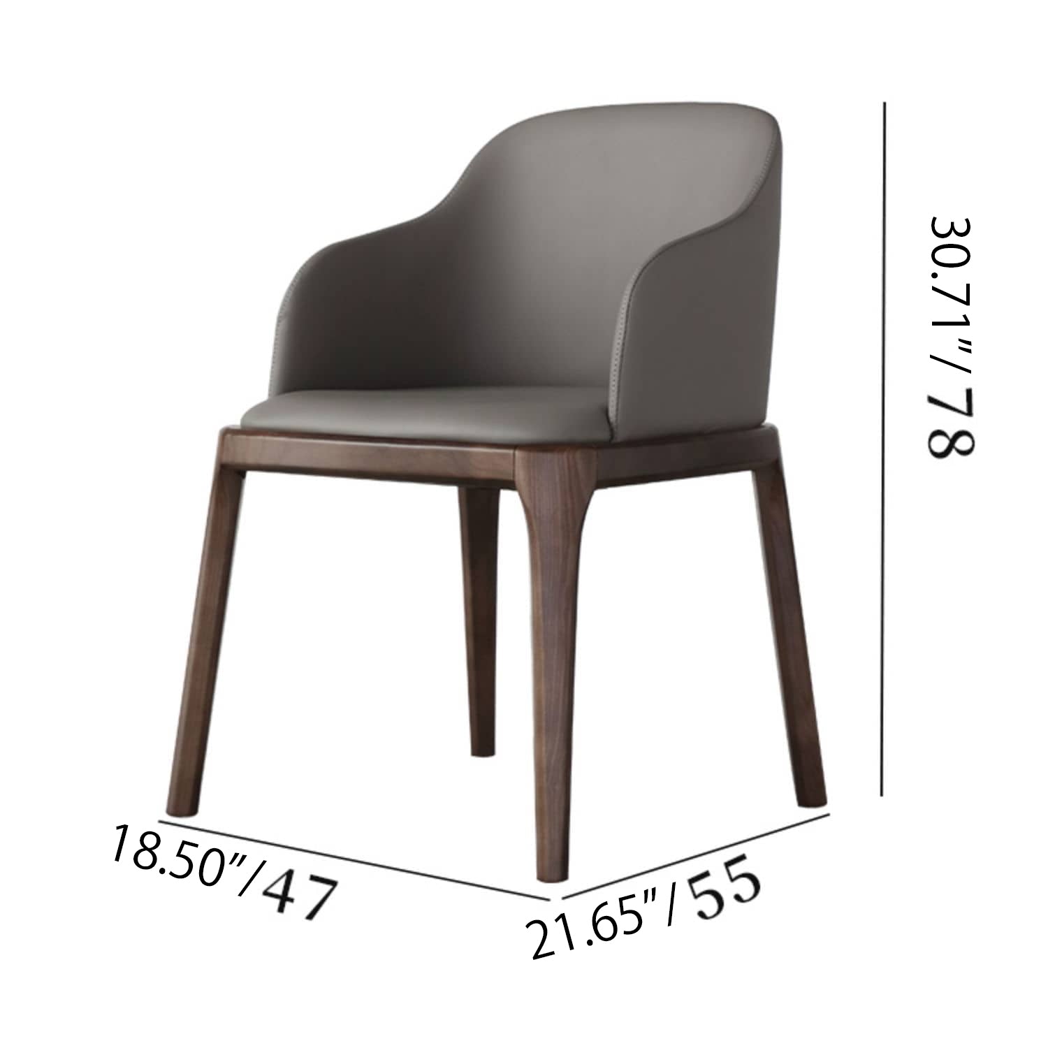 Modern Ash Wood Dining Chair in Dark Gray with Scratch-Resistant Fabric - Perfect for Dining Room hagst-328