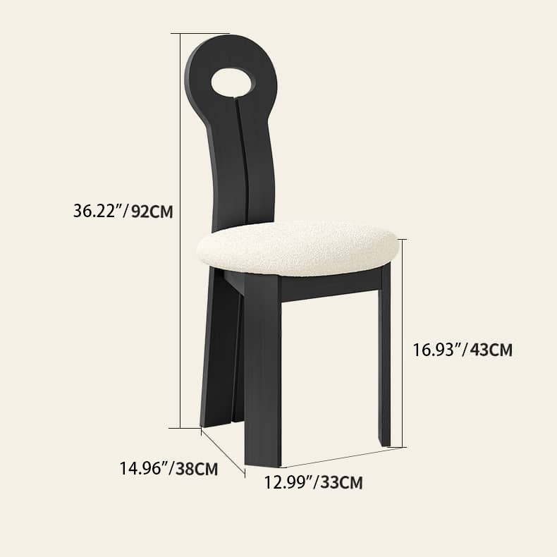 Oak Wood Dining Chair in White & Black with Luxurious Faux Lambswool Upholstery hagst-333