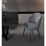 Minimalistic Dining Chair in Dark Gray with Foam Filling & Steel Legs for Dining Room hagst-342