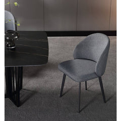 Minimalistic Dining Chair in Dark Gray with Foam Filling & Steel Legs for Dining Room hagst-342