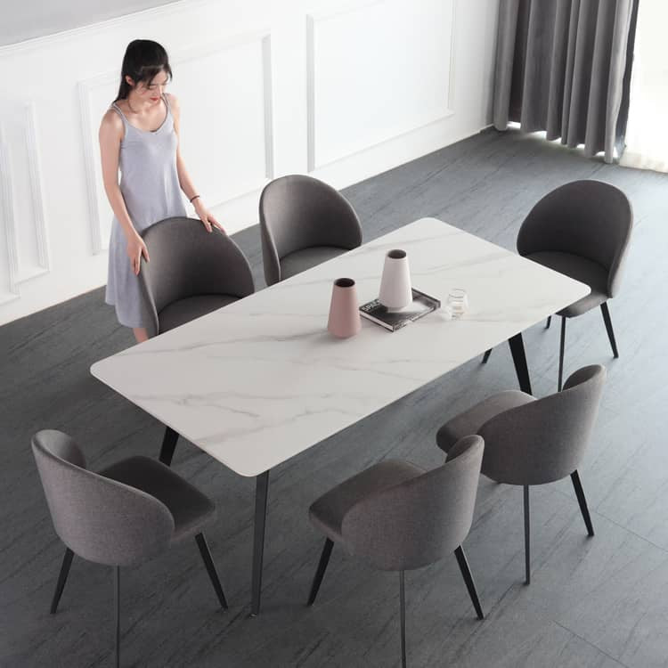 Minimalistic Dining Chair in Dark Gray with Foam Filling & Steel Legs for Dining Room hagst-342