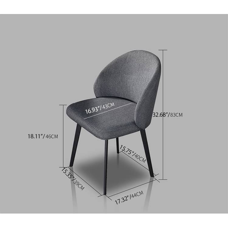 Minimalistic Dining Chair in Dark Gray with Foam Filling & Steel Legs for Dining Room hagst-342