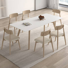 Modern Ash Wood Dining Table in White Rectangle - Durable Sintered Stone for Dining Room hagst-557