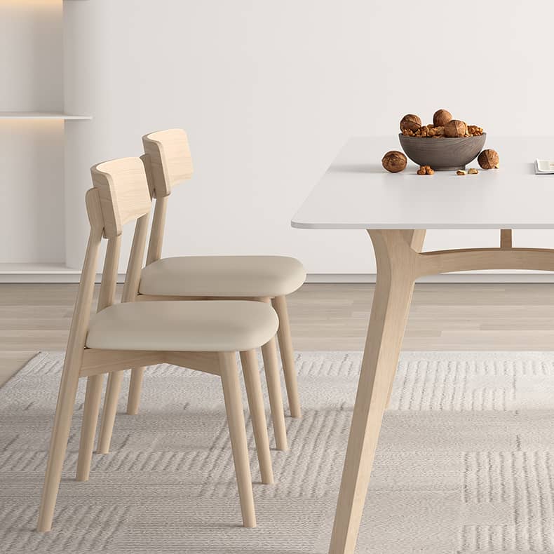 Modern Ash Wood Dining Table in White Rectangle - Durable Sintered Stone for Dining Room hagst-557