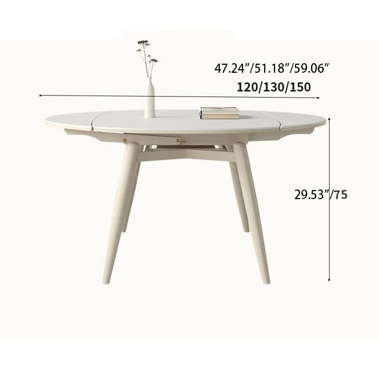 Extendable Round Dining Table for 6-8 Persons - Durable Design with Sintered Stone Top hagst-559