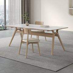 Modern Rectangular Ash Wood Dining Table with Sintered Stone Top for 6-8 Person hagst-561