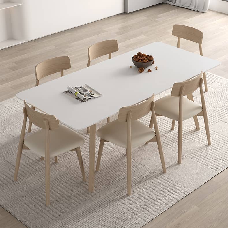 Modern Rectangular Ash Wood Dining Table with Sintered Stone Top for 6-8 Person hagst-561