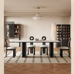 Modern Rectangular Dining Table in White and Black with Durable Sintered Stone Top  hagst-567