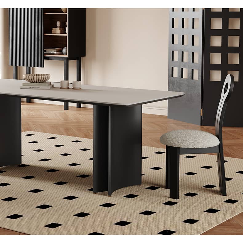 Modern Rectangular Dining Table in White and Black with Durable Sintered Stone Top  hagst-567