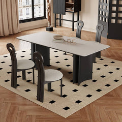 Modern Rectangular Dining Table in White and Black with Durable Sintered Stone Top  hagst-567