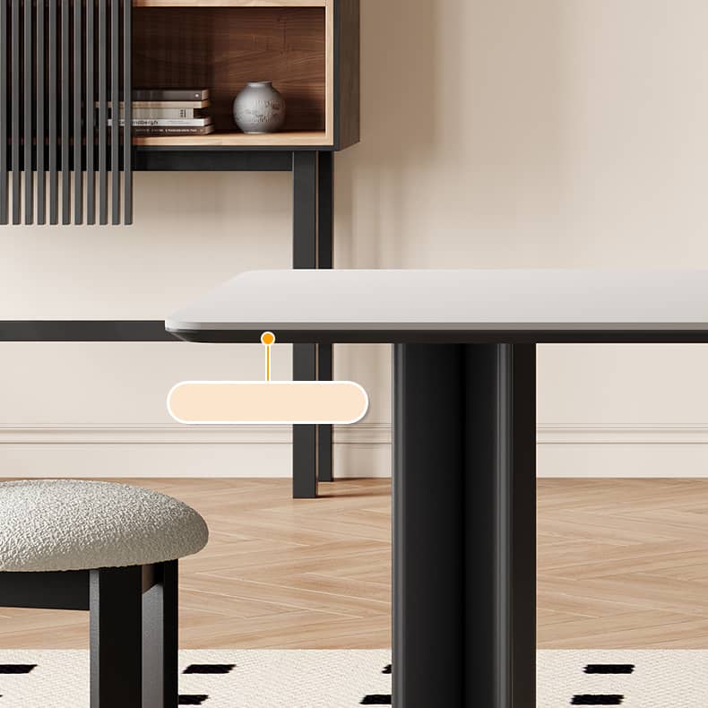 Modern Rectangular Dining Table in White and Black with Durable Sintered Stone Top  hagst-567