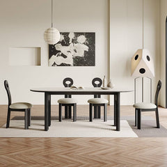 Modern Oval Dining Table in White and Black Sintered Stone for 6-8 Person hagst-569