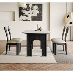 Modern Oval Dining Table in White and Black Sintered Stone for 6-8 Person hagst-569